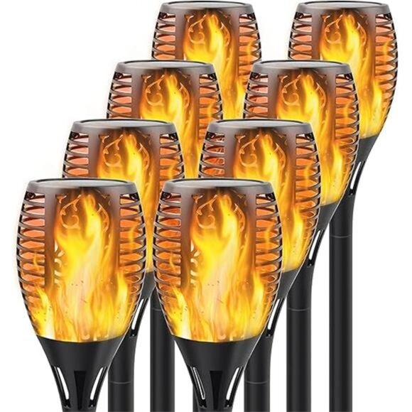 Solar Torch Lights with Flickering Flame, Fire Effect Garden Light, Auto On/Off - Picture 14 of 16